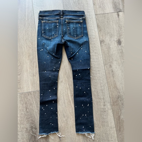 Rag & Bone Distressed Anfield Splatter Skinny Jeans with Raw Hem Size 25 - Picture 4 of 10